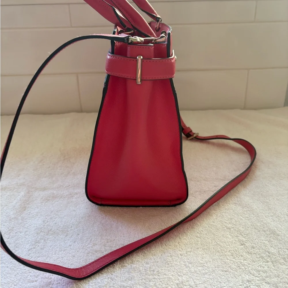 Kate Spade New York Staci Satchel Crossbody Bag Medium Size - Ruby Pink Leather